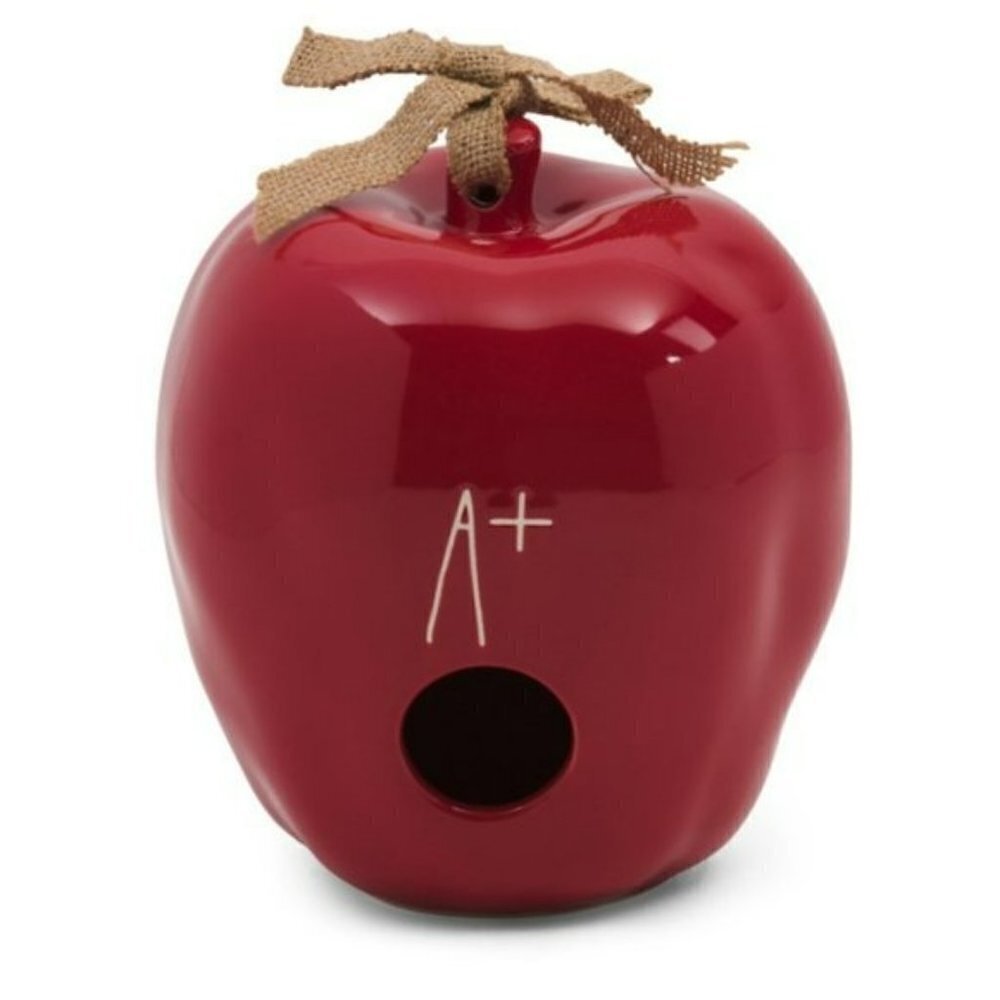 NWT RAE DUNN A Plus Apple Ceramic Birdhouse